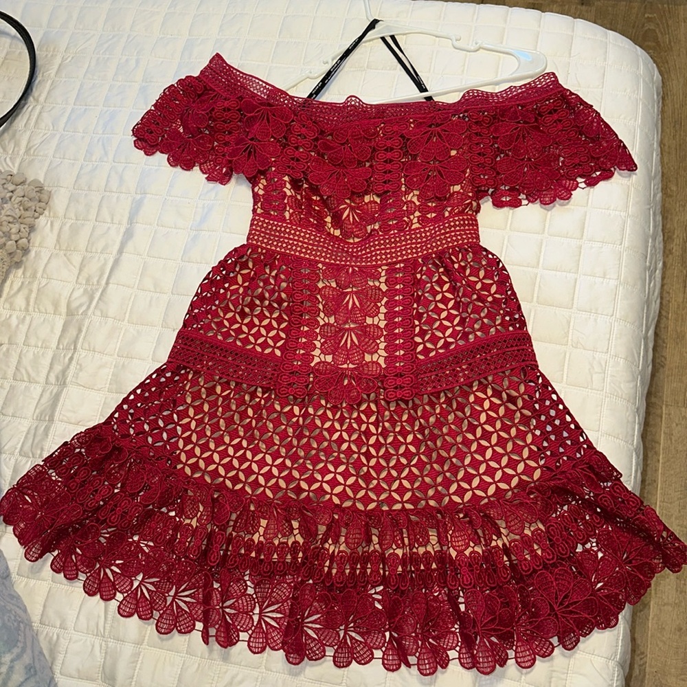 Self-Portrait Guipure Lace Mini Dress